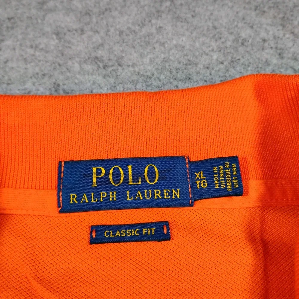 Polo Ralph Lauren Big Pony Polo Shirt Men's XL Orange Green Number 3 Classic Fit